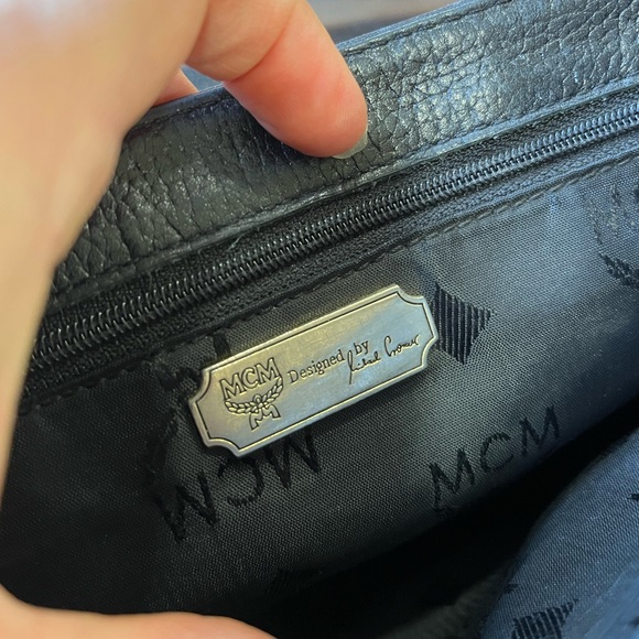 Vintage MCM Leather Crossbody Messenger Shoulder Sling Bag Purse Black Studded - Picture 11 of 16